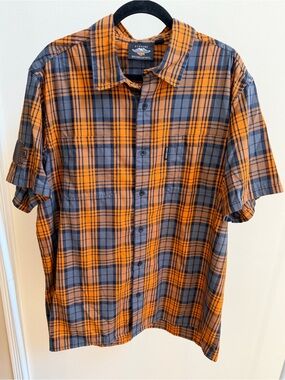Harley-Davidson Men's Short-Sleeve Plaid Woven Shirt Sz XL